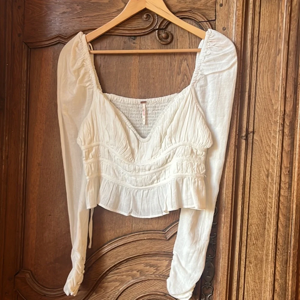 NEW Free People Chloe Smocked Cotton Top